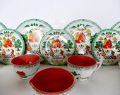 Vintage Ohio Art Litho Tin Tea Set, Vintage Ohio Art Country Charm Tea Set