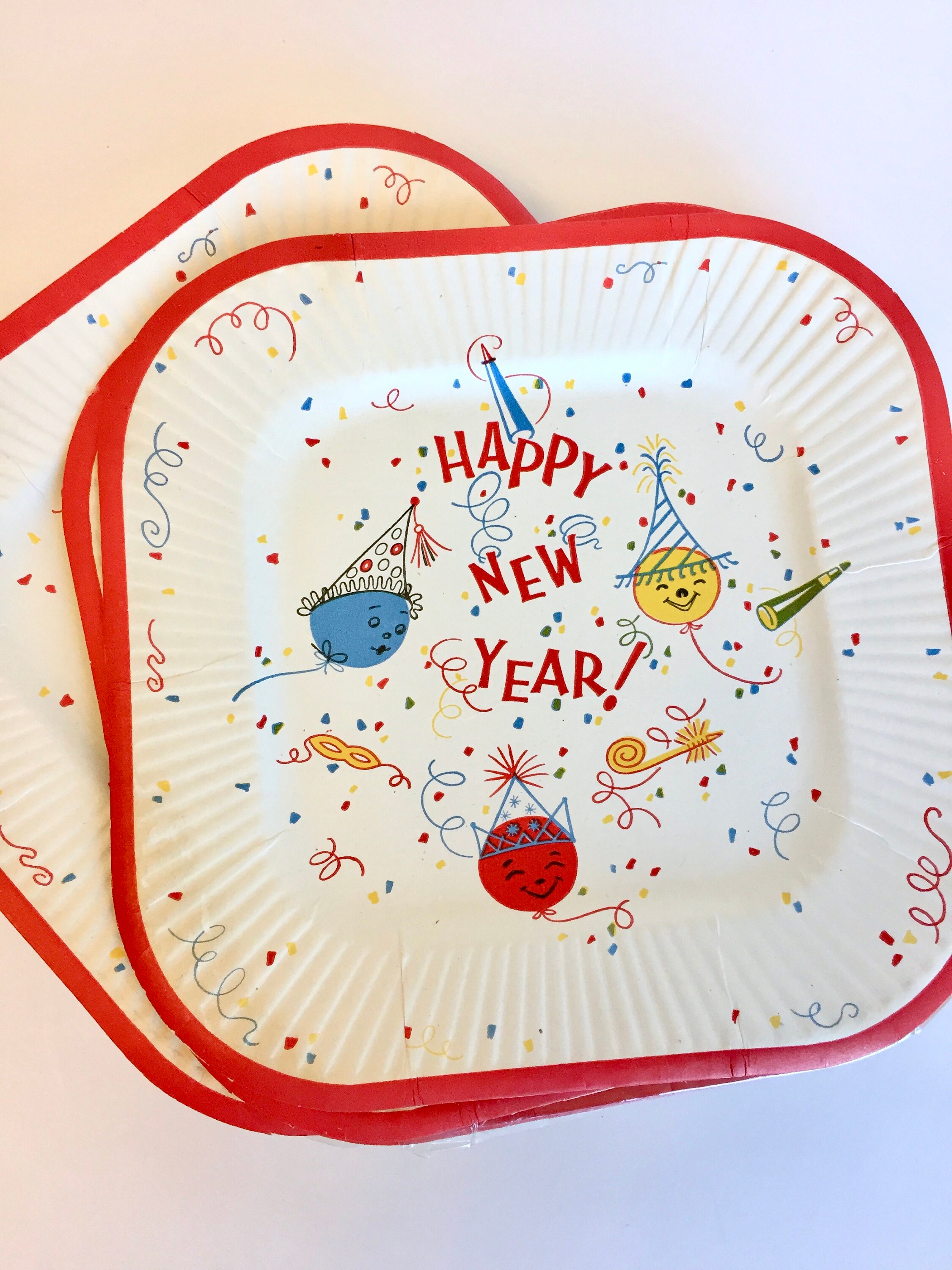 Vintage Happy New Year Plates Vintage Party Plates Vintage Etsy