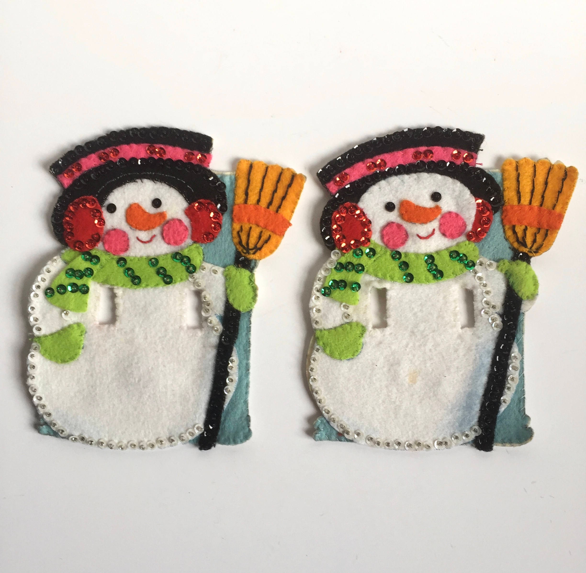 Vintage Snowman Vintage Felt Christmas Decor Snowmen Light - Etsy