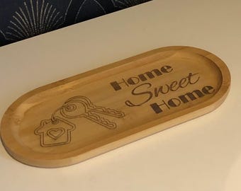 Petit plateau en bambou personnalisé pour vide poche ou plateau de service/ petit déjeuner /café…