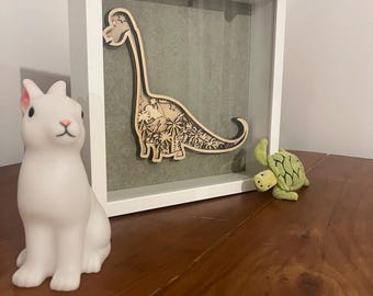 Cadre dinosaure mandala en 3D gravure pour décoration de chambre d'enfant