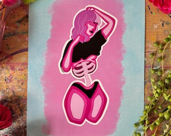 Bones Girl A5 Art Print - Crafted in Chaos - Witchy Wall Art - Bones - Empowerment