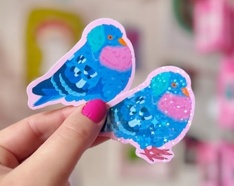 Fancy Pigeon Holographic Sticker - Crafted in Chaos - Witchy - Silly Bird - Cute Pigeon