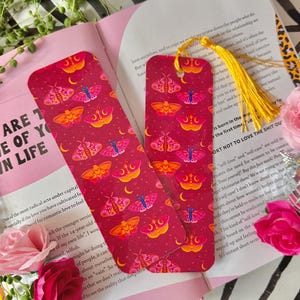 Pink Moths Collection Bookmark - Crafted in Chaos - Witchy - Moon Moth - Magical