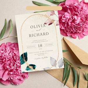 Botanical Bliss Wedding Invite - Elegant  on a Digital Canvas, Perfect for Romantic Celebrations, invite