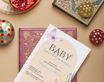 Baby in Bloom Invitation Template