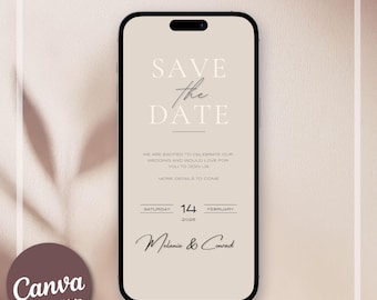 Hochzeit Save the Date digital | bearbeitbare Canva Vorlage in modernem Design | Video Einladung möglich | Sofort Download