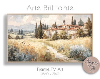 Mural de pared de verano en la Toscana, decoración de estilo rústico, descarga digital para marco de TV, arte para interiores modernos