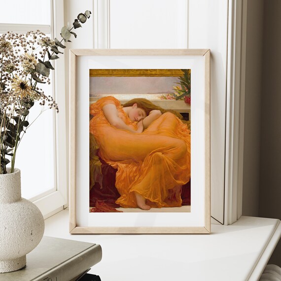 painting sleeping woman in orange dress The Fascination of Flaming June