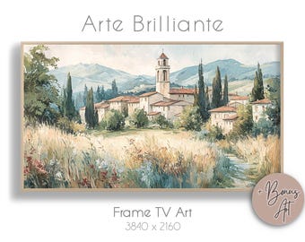 Mural de pared de verano en la Toscana, decoración de estilo rústico, descarga digital para marco de TV, arte para interiores modernos