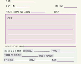 Client Progress Note Template for Therapists