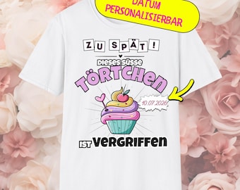 Hen party t-shirt with a cake design is sold out (personalizable). Bride shirt, bachelorette party, date individually customizable, cute cake shirt.