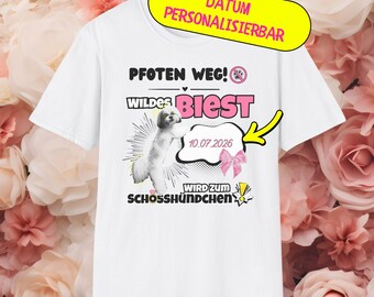 Stag Party T-Shirt "Beast Becomes Lapdog" (Personalizable) Custom date wedding shirt bachelorette party shirt Wedding date