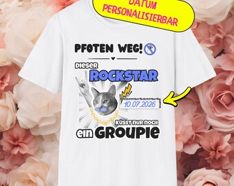 Stag party T-shirt "Rockstar only kisses one groupie" (personalizable) Cat shirt Bachelor party date customizable