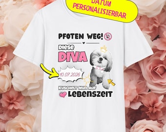 Stag/Hen Party T-Shirt "Diva cuddles for life" (personalizable) cute dog shirt custom date wedding tee bachelorette party