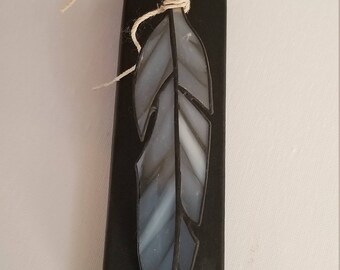 Spirit Feather Cloud White and Clear Stained Glass Suncatcher Free shipping