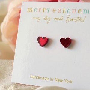 Tiny Heart Earrings, Red Coquette Jewelry: Galentine Gift