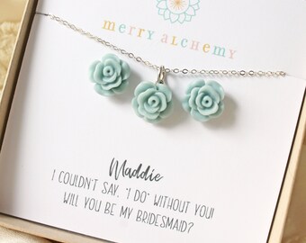 Will You Be My Bridesmaid Gift, Bridesmaid Proposal, Personalized Gift, Bridesmaid Jewelry Set,