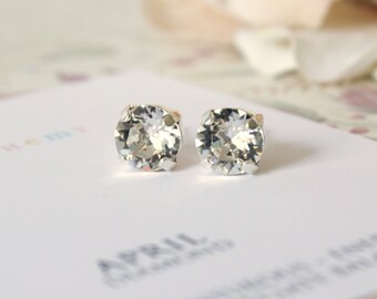 Crystal Stud Earrings, Clear Crystal, April Birthstone, Personalized Gifts, Future Daughter In Law Gift, Bride Gift,