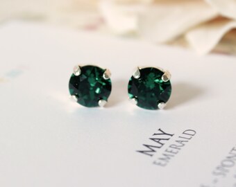 Birthstone Jewelry, May Birthstone, Emerald Earrings, Personalized Gift, Anniversary Gift For Wife,