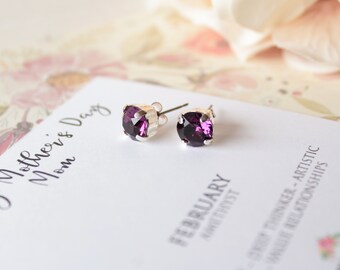 Personalized Gift, Birthstone Jewelry, Stud Earrings, Mothers Day From Daughter,