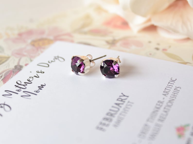 Personalized Gift, Birthstone Jewelry, Stud Earrings, Mothers Day From Daughter, image 1