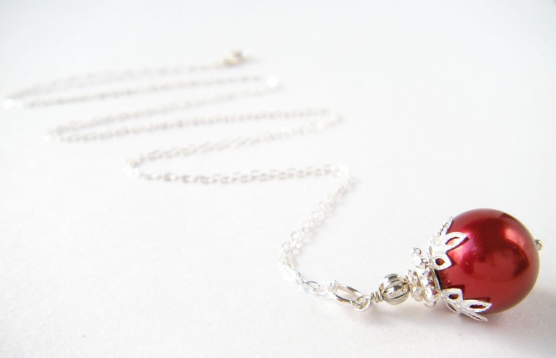 Red Christmas Necklace Christmas Necklace Christmas Ornament Etsy