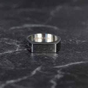 Silver Rectangle Signet Ring, Silver Thin Rectangle Stainless Steel Ring, Polished Silver Rectangle Signet Ring. Signet Ring.