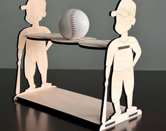 Estante de exhibición de béisbol: soporte para pelotas de béisbol firmado, decoración deportiva de madera de tilo