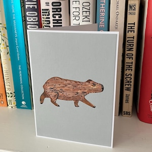 Capibarakaart individueel getekend op bladmuziek, verjaardagskaart, dierenkaart, muziek, muzieknoten, wildkaart, capibara