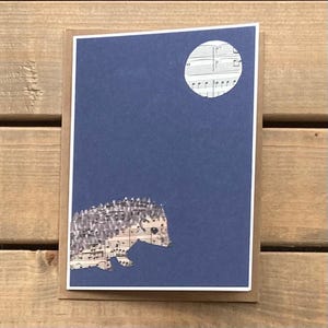 Carte hérisson au clair de lune, carte de voeux, hérisson, lune, carte hérisson, carte vierge, carte d'anniversaire, musique, notes de musique, papier manuscrit