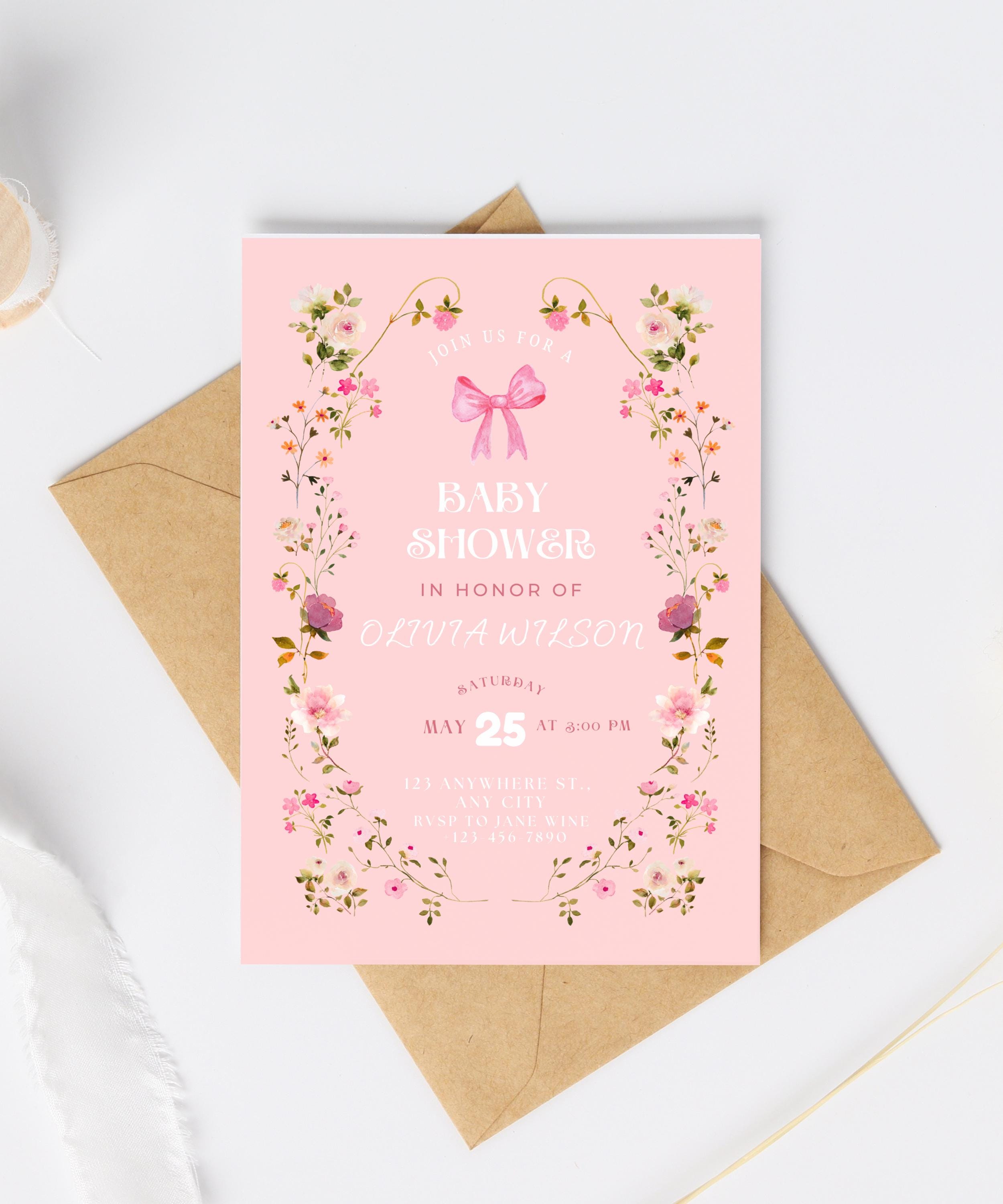 Baby Shower Flower Theme Invitation Template - Etsy
