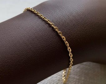 14K Gold Rolo Chain Bracelet | Thin Gold Jewelry for Everyday Wear