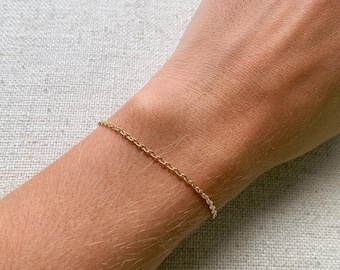 14K Gold Rolo Chain Bracelet, Everyday Jewelry, Gift for Women