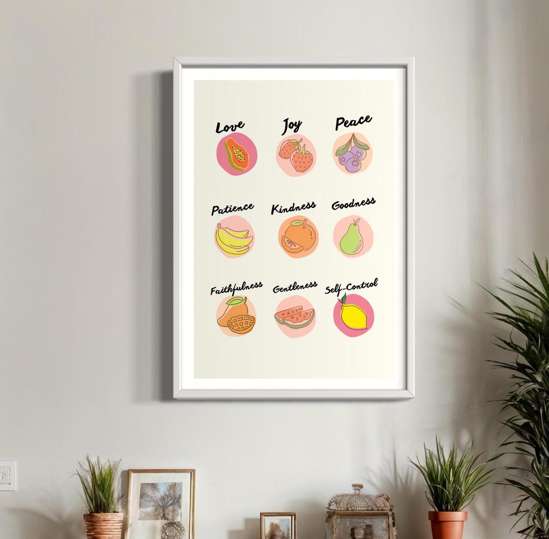 Fruit of the Spirit Art Print Retro Christian Wall Art Scripture Poster ...