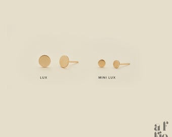 14K Gold Circle Stud Earrings, Hypoallergenic Geometric Round Studs (4mm, 8mm)