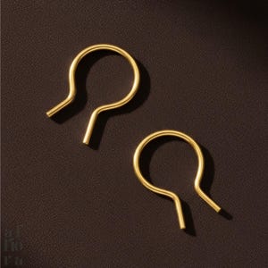 14K Gold Threader Earrings, Minimalist Open Hoops, Delicate Chime