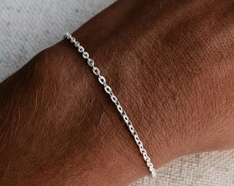 14K White Gold Rolo Chain Bracelet | Everyday Jewelry