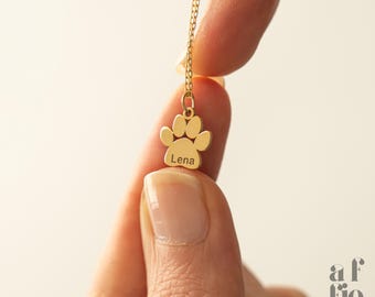 14K Gold Custom Paw Print Necklace | Personalized Pet Memorial | Christmas Gift