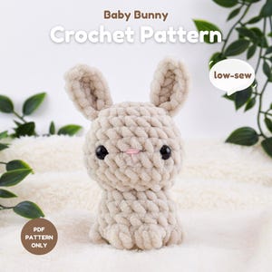 Baby Bunny Crochet Pattern | LOW SEW Amigurumi Pattern, Cute Rabbit Crochet Pattern, Crochet Easter Bunny Amigurumi, PDF Crochet Pattern