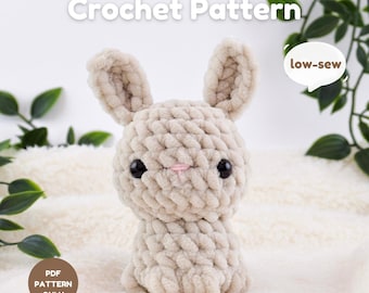 Patrón de conejito de ganchillo / Costura baja / Amigurumi para principiantes (Patrón PDF)