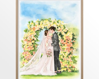 Custom Watercolor Couple Portrait, Hand-Painted from Your Photo, Wedding Anniversary Gift for Wife, Husband, or Parents, Engagement Gift