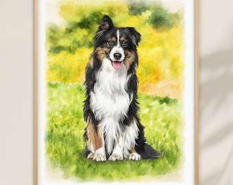 Custom Watercolor Pet Portrait, Dog Portrait from Photo, Hand-Drawn Pet Portrait, Dog Memorial Gift, Pet Loss Gift