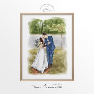 Aquarel paar portret van foto, handgeschilderd, aangepast huwelijksverjaardagscadeau voor vrouw echtgenoot ouders, verlovingscadeau voor vriend