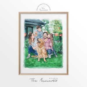 Custom Family Portrait from Photo, Watercolor Family Painting, Couple Portrait with Pet, Anniversary Gift, Engagement Gift, Gift for Parents