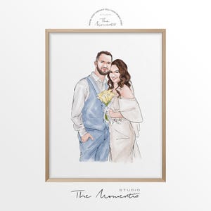 Ritratto di matrimonio personalizzato ad acquerello da foto, dipinto di coppia disegnato a mano, regalo di anniversario per lui/lei, regalo per addio al nubilato, regalo di fidanzamento