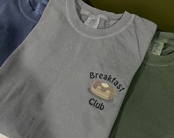 Embroidered Pancakes Comfort Colors T-Shirt: Breakfast Club Tee
