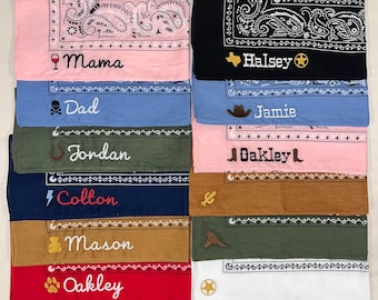 Embroidered Bandana Chainstitch Personalized Logo Bandana Custom Name Bandana Personalized Cowgirl Personalized Bachelorette Party Gift