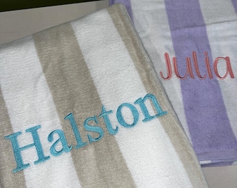 Embroidered Personalized Beach Towel, kids pool party, summer camp, custom name