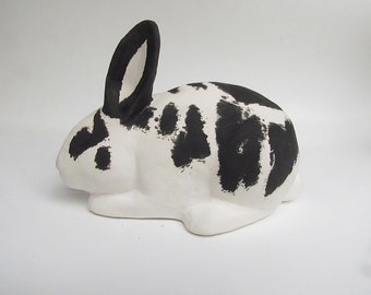 High Detail Mini Rex Pet Rabbit Urn (B-W)